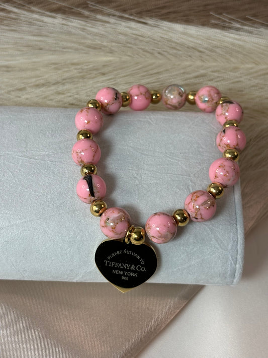 Pink & Gold Bead Bracelet