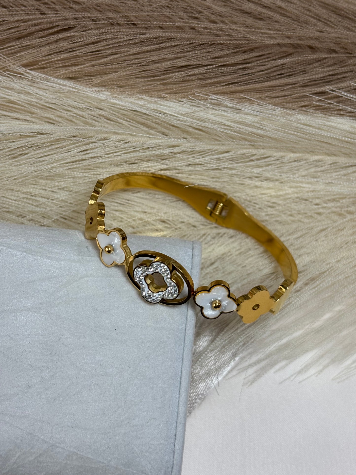 White Flower Accent Bracelet